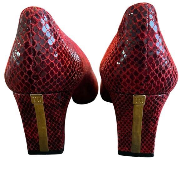 Vintage Timothy Hitsman Red Reptile Print Leather Heels Women’s Size 7.5M Italy - Picture 8 of 9